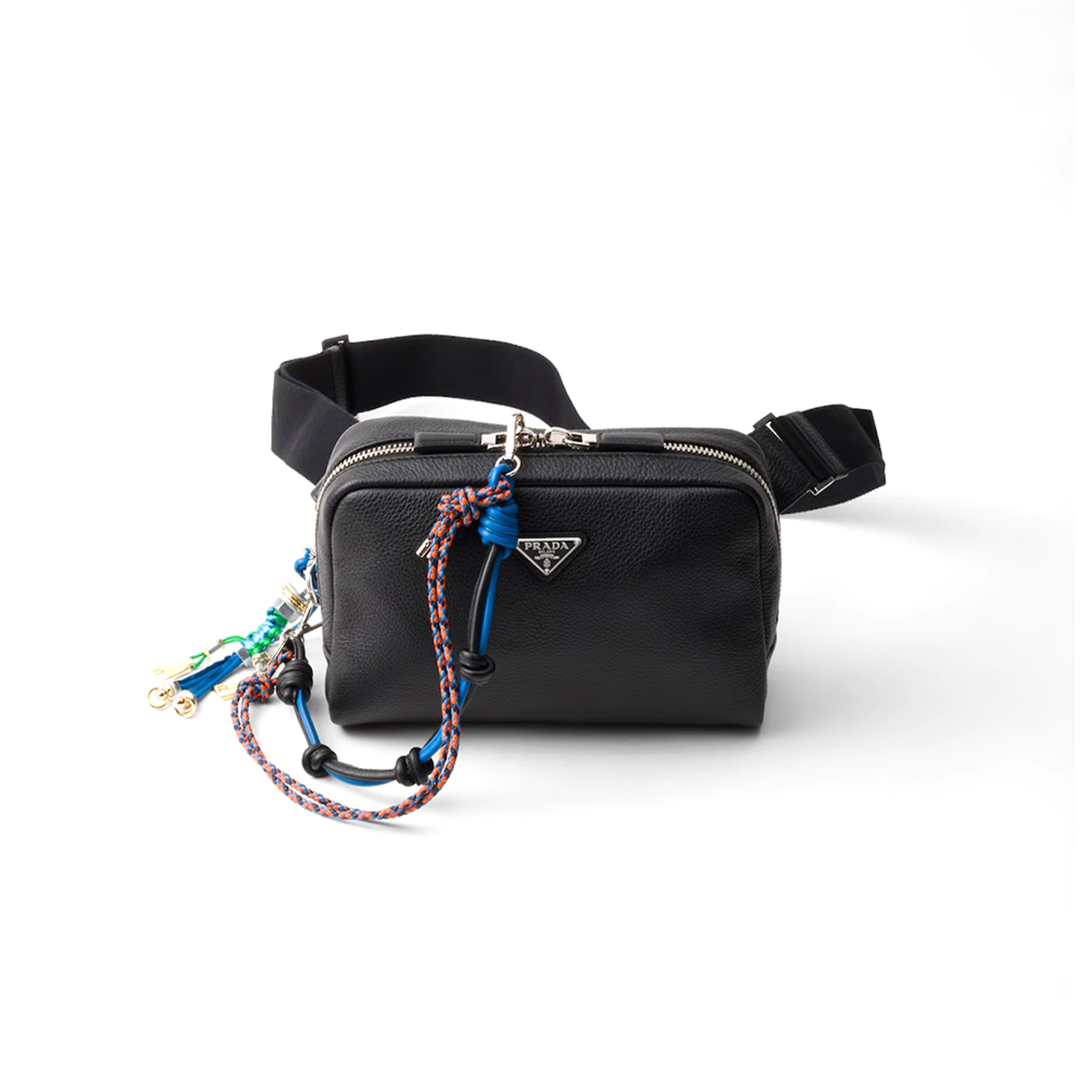 PRA*A LEATHER SHOULDER BAG WITH CHARM 2VH181 (24*16.5*7cm)